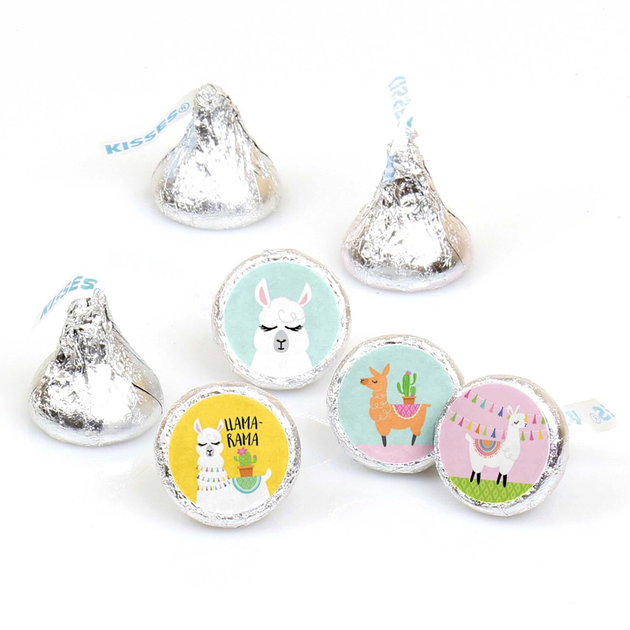 Big Dot of Happiness Whole Llama Fun - Llama Fiesta Baby Shower or Birthday Round Candy Sticker Favors - Labels Fits Chocolate Candy (1 sheet of 108)
